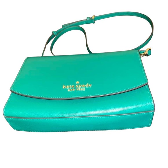 Kate Spade Green Leather Crossbody Handbag New - Picture 3 of 11